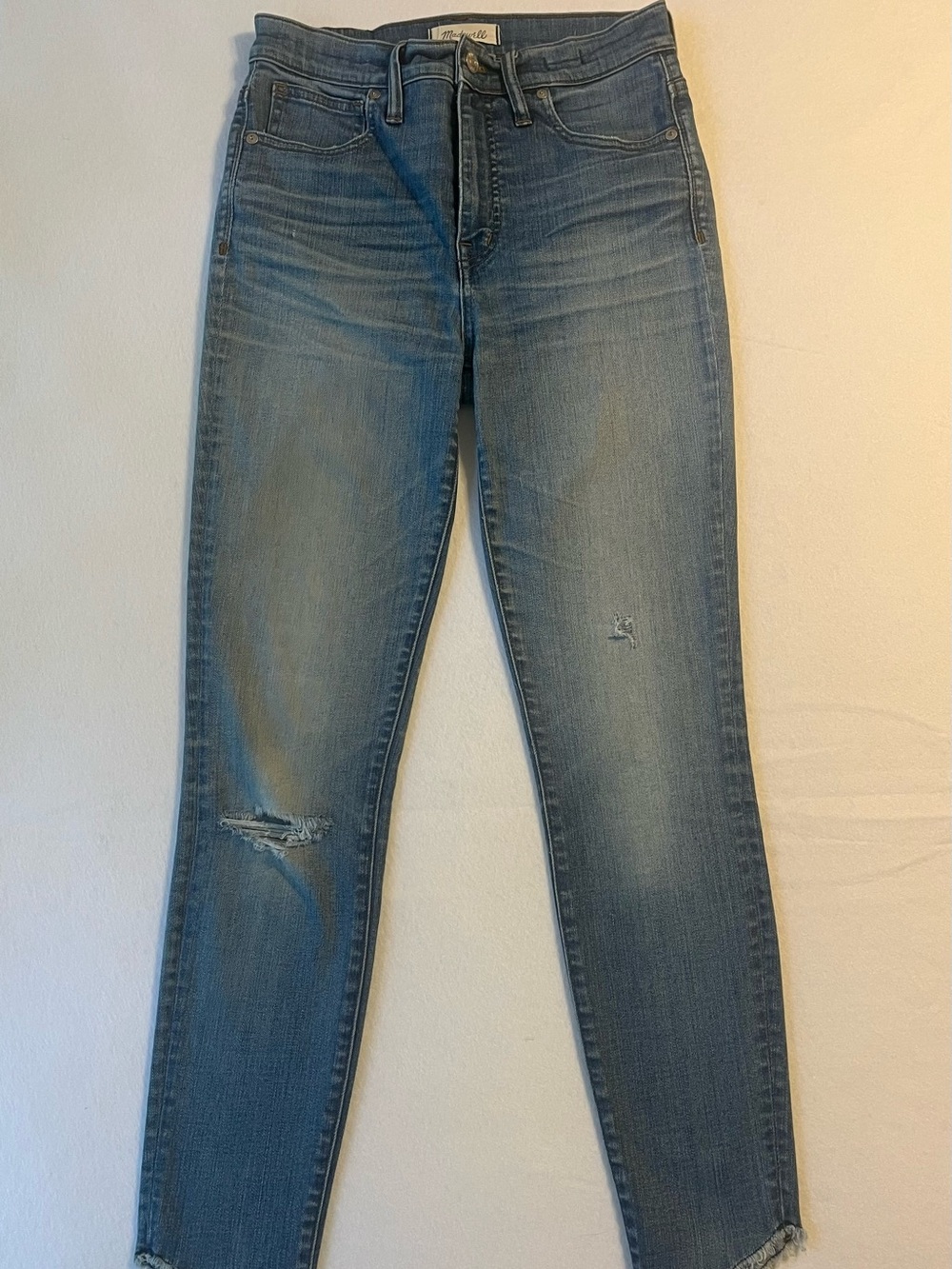 Madewell Light Blue Skinny Jeans with Subtle Distressing